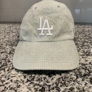 Los Angeles Dodgers Hat Cap Strap Back One Size Green MLB Baseball Corduroy